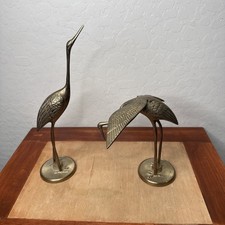 Vintage Brass Crane Heron Bird Figurines Pair MCM Hollywood Regency...1960’s picture