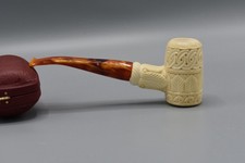Ornate Poker Pipe New block Meerschaum Handmade Custom Made Case#515 picture