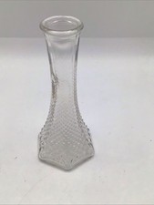 Vintage E O Brody Clear Diamond Hobnail Glass Bud Vase picture