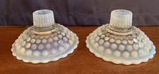 Vintage White Opalescent Hobnail Moonstone Candle Holders Sticks Tapers~ 2.5” picture