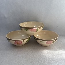Set f 3 Franciscan Desert Rose Oatmeal Footed Bowl Round Pink and Green picture