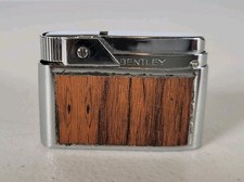 ​Vintage Bentley Butane Lighter Austria Faux Wood Grain Chrome Not Working picture