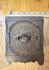 Antique J & E Stevens Safe Bank #40 Nickel Plated Cast Iron w/ Key & Combination picture