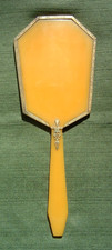 Elegant Antique Vtg Butterscotch Celluloid/Pyralin Hand Mirror Marked Dupont USA picture