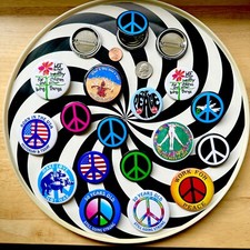 16 Choices VINTAGE  1980s Deadstock cWild Bills ANTI WAR PEACE Button Pinback picture