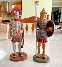 Lot of 2 Roman Soldier Figurines Hand Painted Resin Centurion Legionary Warrior  picture