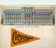 Pennant Felt Cleveland OH Cuyahoga County Courthouse ca 1910 Postcard picture
