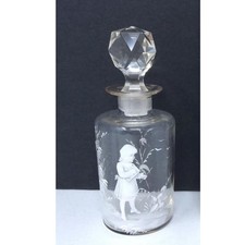 Antique Small Mary Gregory Perfume Bottle Hand Painted LITTLE GIRL. picture