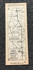 1910s AAA Auto Club Fresno Modesto CA Strip Road Street Map Inland Route Pt 5 35 picture