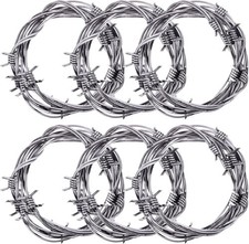 Plastic Fake Barbed Wire 49 Ft Rusted Silver Barb Wire Prop 6 Pk Western Decor picture