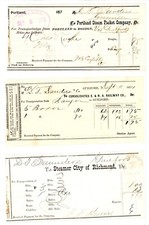 1874 3 receipt Portland Steam Packet City Richmond Consolidated Railway Portland picture
