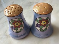 Vintage Luster Ware Salt & Pepper Shakers Hand Painted Floral Design Japan picture