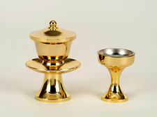 SGI Soka Gakkai  Water cup＆Buddhist ware Set  Gold Color picture