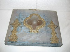Antique Victorian Velvet Cabinet Card Album Mirror Clasp Brass 29 Photos picture