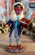 Fierce Tastoan Dancer Fiesta Clay Figure Handmade by Pablo Goche Mexico Folk Art picture