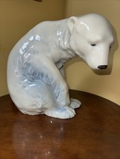 Vintage Porsgrund Norway Large Sitting Polar Bear Figurine picture