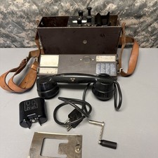 ERICSSON Military Vintage Field Bakelite Crank Phone Sweden Army Radio A-26 picture