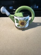 Limoges LA GLORIETTE Peint Main Porcelain Sunflower Watering Can Trinket Box picture