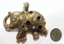 vintage 56 mm gold tone metal Elephant Luca Razza? unmarked pendant 55130 picture