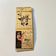Molina's Mexico City Restaurants Houston TX Vintage Matchbook Cover 4MB111-5 picture