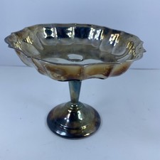 FB Rogers Silverplate Scalloped Compote Footed Dish Candy Business Cards Trinket picture
