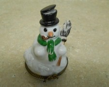 French Limoges Snowman Hinged Trinket Box picture