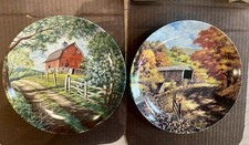 The Weathered Barn & covered bridge Knowles Collector Plate By Bart Jerner 1988 picture