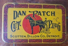Antique Dan Patch Cut Plug Tobacco Tin Scotten Dillon Detroit Horse Racing 1900s picture