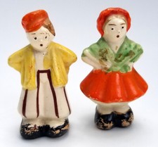 Vintage Figural Mid Century Dutch Boy Girl  Salt & Pepper Shakers 2.5