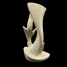 Roseville 1004-9” Mayfair Mid Century Art Deco Tan Pottery Ceramic Vase Crazing picture
