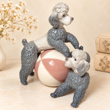 Lladro Two Poodles Playing With Ball Porcelain Figurine Vintage Spain 5.5