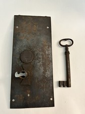 Antique Big IRON DOOR PLATE 11”x 4.5” w/ 5.5” KEY picture