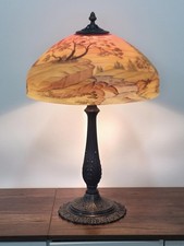Handel Co. Style Reverse Painted Glass Shade Table Lamp 25