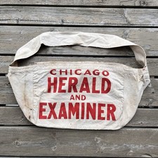 Vintage 1930s Newspaper Bag Chicago Herald Examiner News Bag Troy Sunshade Ohio picture