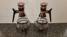Vintage Mid-century Modern Glass Coffee Carafers With Warming Stands picture