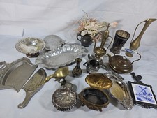 Vintage Silverplate Bronze Aluminum Huge Lot 26 Pc Misc Assorted Metal Teapot 🌈 picture