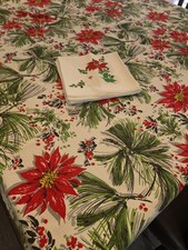 Vintage Christmas Fabric Tablecloth 50