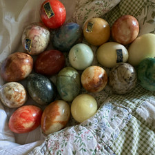 20 Genuine Alabaster Stone Handcarved Eggs Lot Prof. C. Bessi Volterra Italy picture