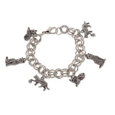 1928 Jewelry Women's Pewter 6 Cat Charm Bracelet, Silver picture