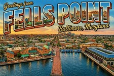 Greetings From Fells Point Baltimore Maryland Modern 4x6 Postcard E31 picture
