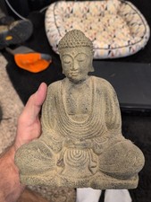 Vintage Seated Buddha Statue Gray Stone. Aprox 8