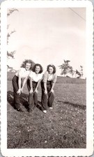 Vintage 1942 Photo Three Young Women Friends Outdoors Posing Flapper Era Style picture