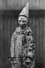 Scary Vintage Creepy Clown PHOTO Circus Freak Strange Odd Halloween Costume picture