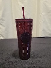 NEW Starbucks IRIDESCENT plum MAROON  Tumbler Grid Disco Cold Cup Holiday 24oz  picture