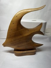 MCM Monkey Pod Wood Carved Angel Fish Figure Toothpick Appetizer Hors D'oeuvres picture