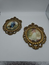 Vintage Italy Framed With Glass Blue Boy And Pinky  11