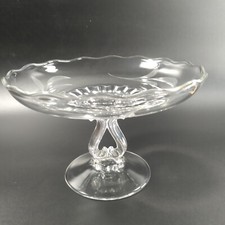 VIKING PRINCESS Compote Pedestal Bowl Harp Shaped Stem Etched Leaves & Scalloped picture