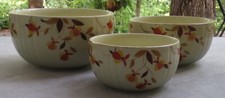 Vintage Hall Jewel Tea Autumn Leaf 3 Piece Radiance Mixing Bowl Set  picture