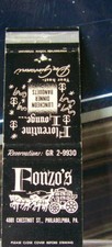 Vintage Matchbook Cover H6 Philadelphia Pennsyvania Fonzo's Florentine Lounge picture