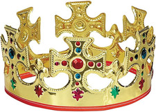 Unique Gold Plastic King Crown - One Size, 1 Pc picture